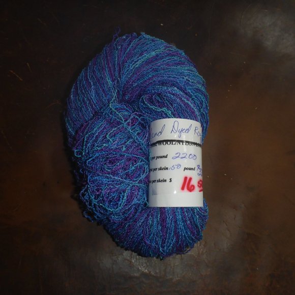 1 Large Hank Hand Dyed Rayon Yarn Color Blues & Purples Multi Aprox. 1100 yds. - Picture 1 of 1